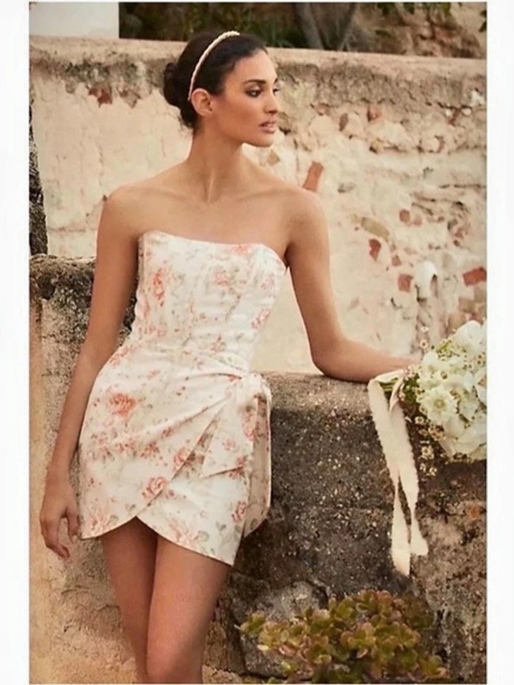 V. Chapman Nasturtium Mini Dress Floral Cream & Pink Size 10